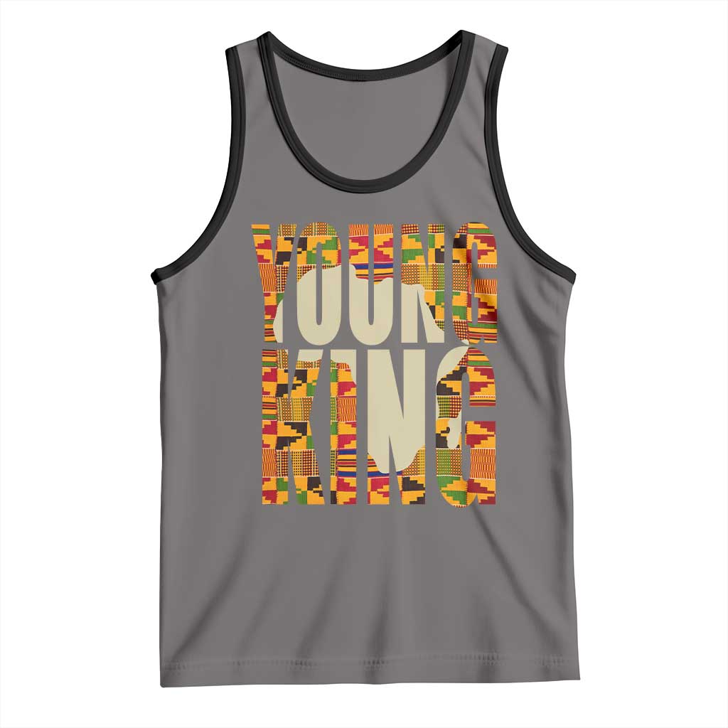 African Kente Young King Tank Top TS02 Deep Heather Black Print Your Wear