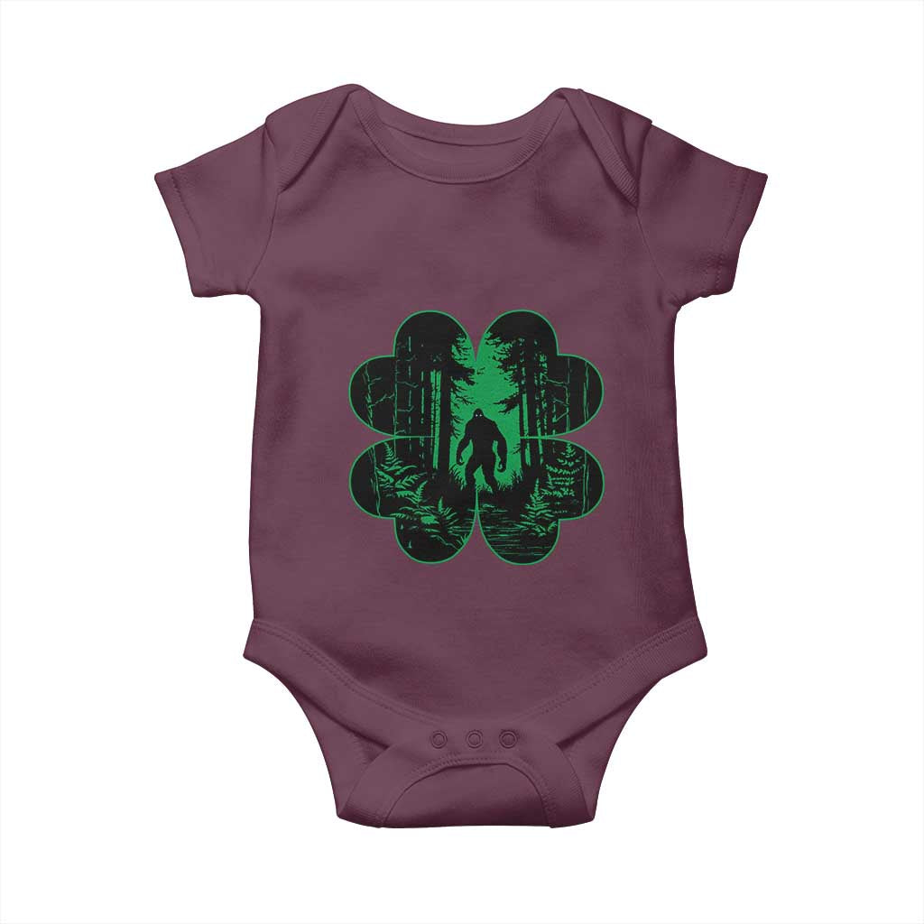 Funny St Patricks Day Bigfoot Baby Onesie Sasquatch Shamrock Paddys Irish TS02 Maroon Print Your Wear