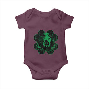 Funny St Patricks Day Bigfoot Baby Onesie Sasquatch Shamrock Paddys Irish TS02 Maroon Print Your Wear