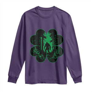 Funny St Patricks Day Bigfoot Long Sleeve Shirt Sasquatch Shamrock Paddys Irish TS02 Purple Print Your Wear