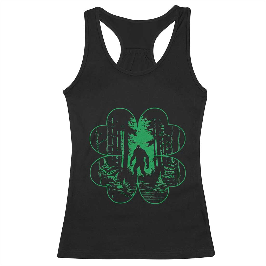 Funny St Patricks Day Bigfoot Racerback Tank Top Sasquatch Shamrock Paddys Irish TS02 Black Print Your Wear