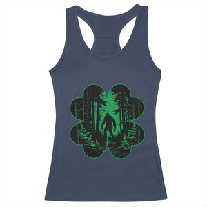 Funny St Patricks Day Bigfoot Racerback Tank Top Sasquatch Shamrock Paddys Irish TS02 Navy Print Your Wear