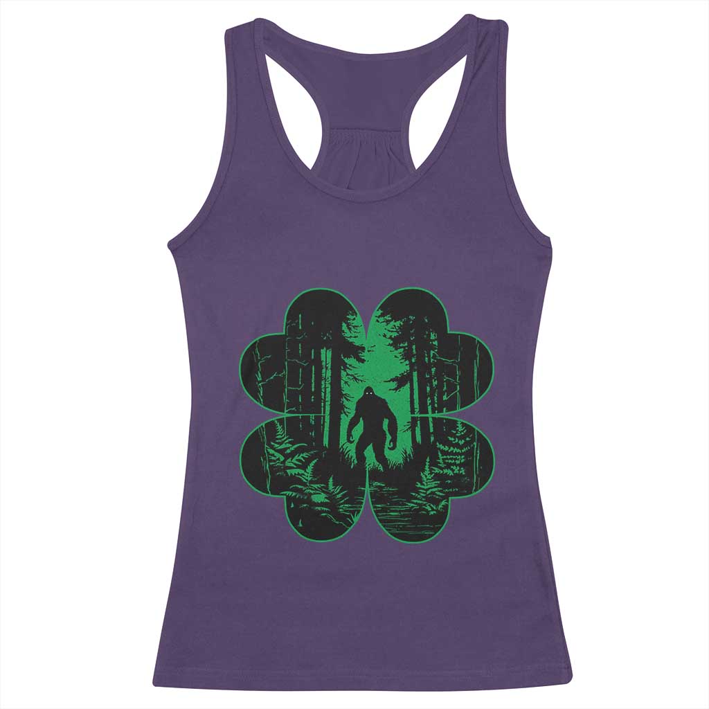 Funny St Patricks Day Bigfoot Racerback Tank Top Sasquatch Shamrock Paddys Irish TS02 Purple Print Your Wear