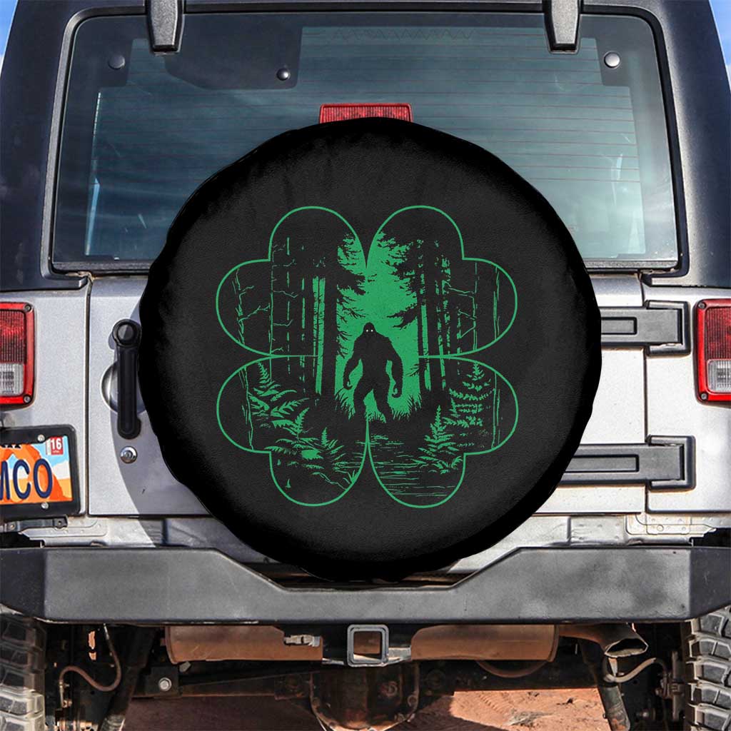 Funny St Patricks Day Bigfoot Spare Tire Cover Sasquatch Shamrock Paddys Irish TS02 No hole Black Print Your Wear