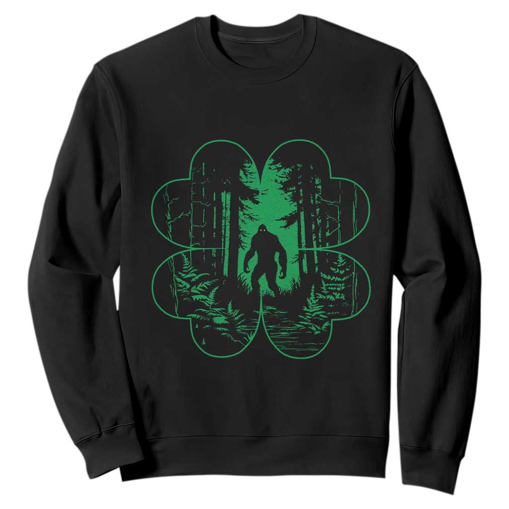 Funny St. Patricks Day Bigfoot Sweatshirt Sasquatch Shamrock Paddys Irish TS02 Black Printyourwear