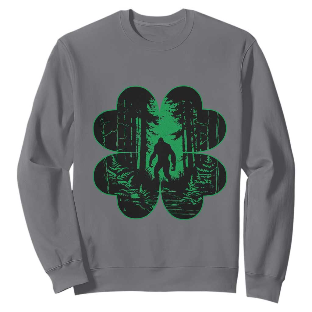 Funny St. Patricks Day Bigfoot Sweatshirt Sasquatch Shamrock Paddys Irish TS02 Charcoal Printyourwear