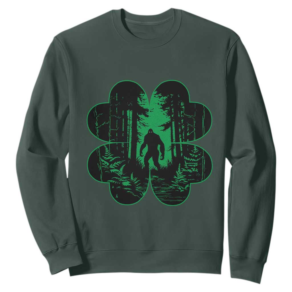 Funny St. Patricks Day Bigfoot Sweatshirt Sasquatch Shamrock Paddys Irish TS02 Dark Forest Green Printyourwear