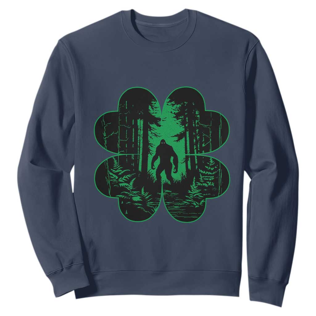 Funny St. Patricks Day Bigfoot Sweatshirt Sasquatch Shamrock Paddys Irish TS02 Navy Printyourwear