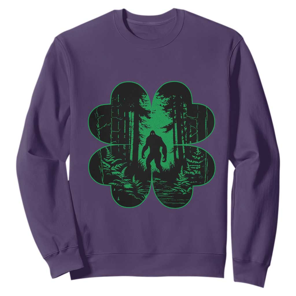 Funny St. Patricks Day Bigfoot Sweatshirt Sasquatch Shamrock Paddys Irish TS02 Purple Printyourwear