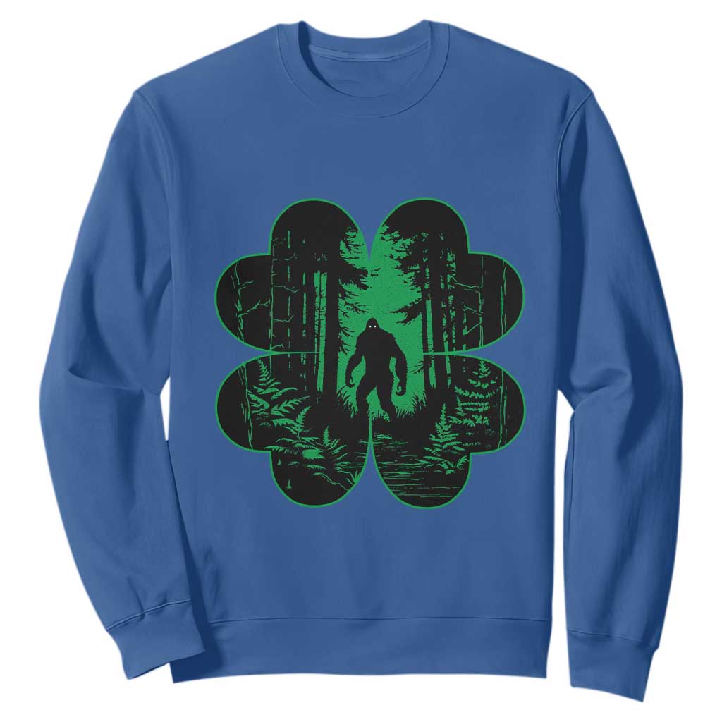 Funny St. Patricks Day Bigfoot Sweatshirt Sasquatch Shamrock Paddys Irish TS02 Royal Blue Printyourwear