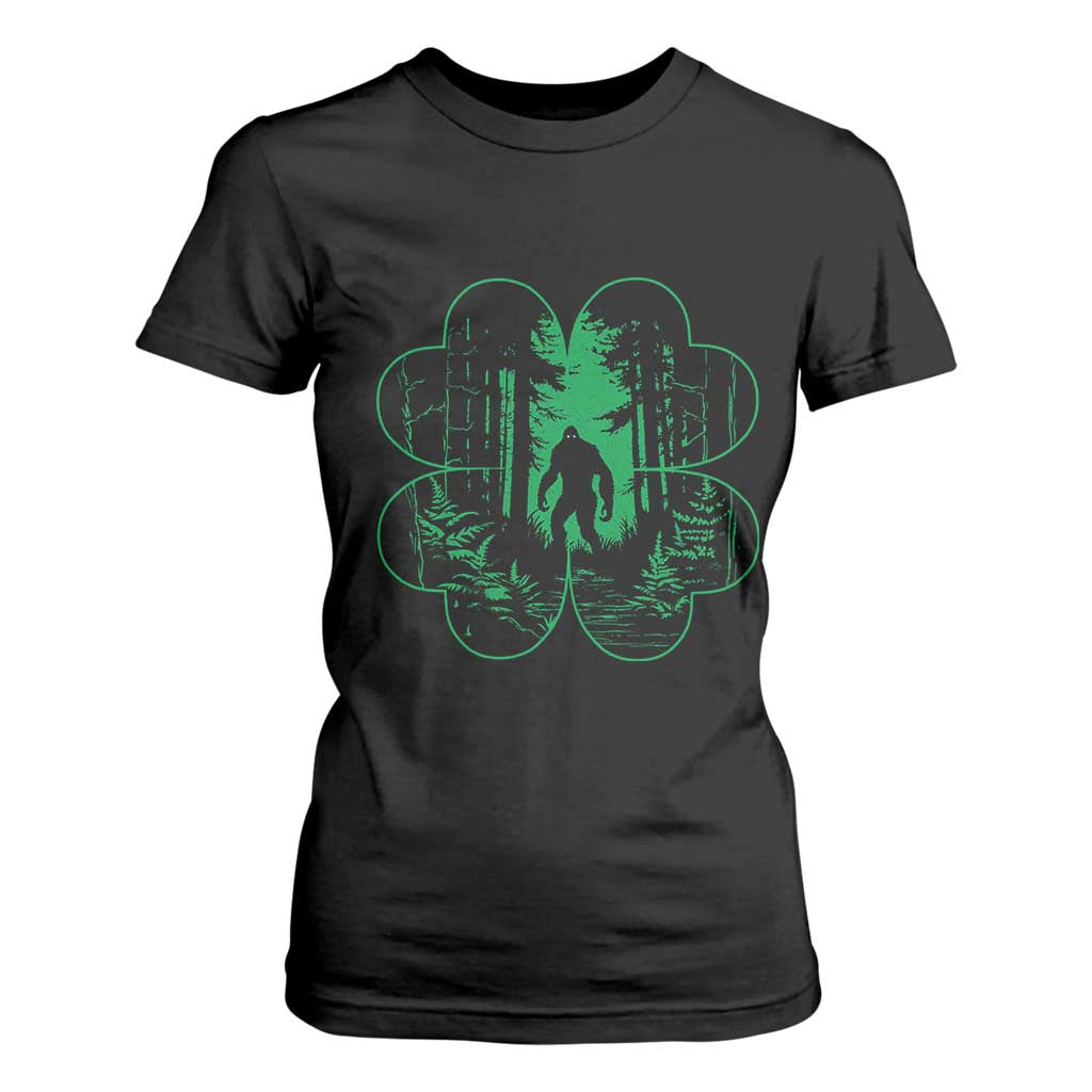 Funny St Patricks Day Bigfoot T Shirt For Women Sasquatch Shamrock Paddys Irish TS02 Black Print Your Wear