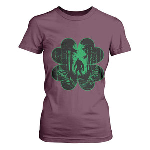 Funny St Patricks Day Bigfoot T Shirt For Women Sasquatch Shamrock Paddys Irish TS02 Maroon Print Your Wear