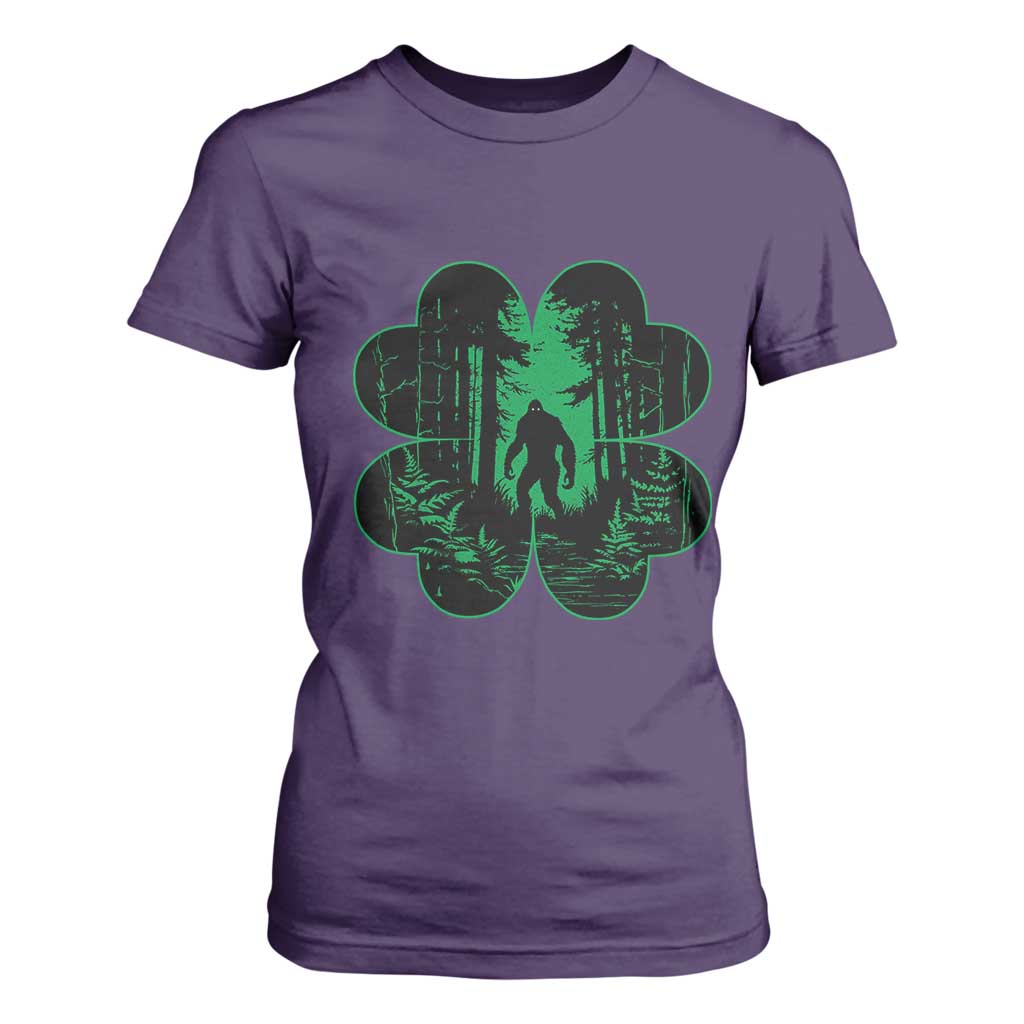Funny St Patricks Day Bigfoot T Shirt For Women Sasquatch Shamrock Paddys Irish TS02 Purple Print Your Wear