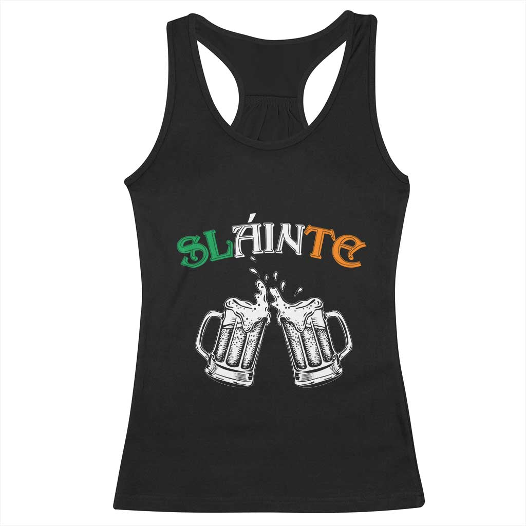 Funny St Patricks Day Drinking Racerback Tank Top Slainte Irish Cheers TS02 Black Print Your Wear