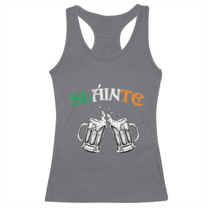 Funny St Patricks Day Drinking Racerback Tank Top Slainte Irish Cheers TS02 Charcoal Print Your Wear