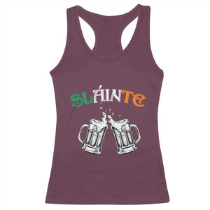 Funny St Patricks Day Drinking Racerback Tank Top Slainte Irish Cheers TS02 Maroon Print Your Wear
