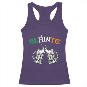 Funny St Patricks Day Drinking Racerback Tank Top Slainte Irish Cheers TS02 Purple Print Your Wear