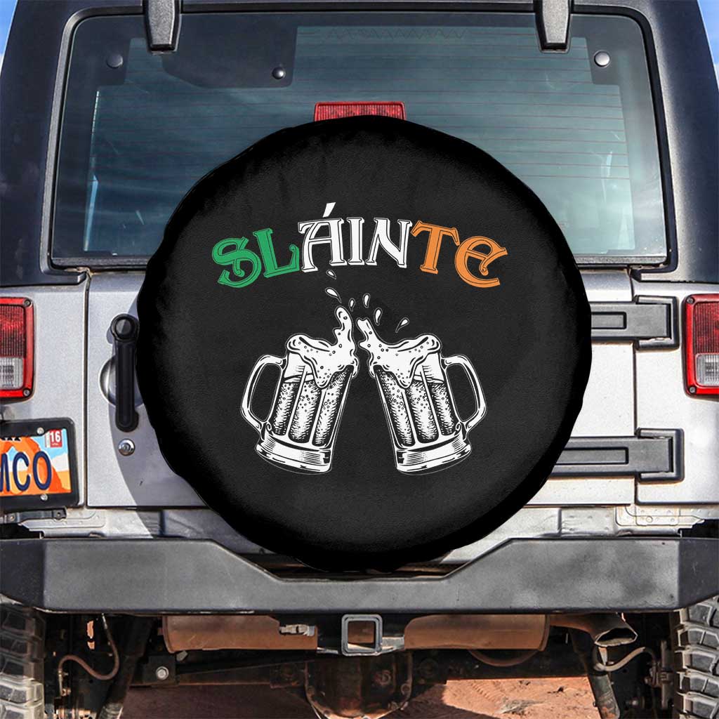 Funny St Patricks Day Drinking Spare Tire Cover Slainte Irish Cheers TS02 No hole Black Print Your Wear