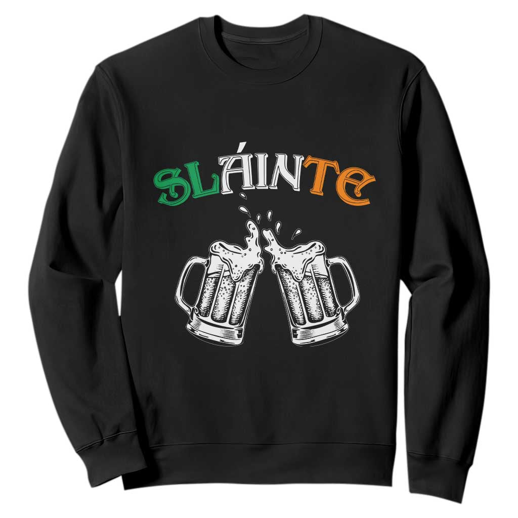 Funny St. Patricks Day Drinking Sweatshirt Slainte Irish Cheers TS02 Black Printyourwear