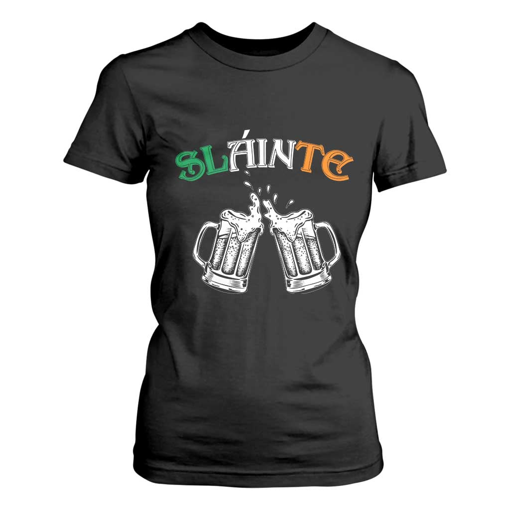 Funny St Patricks Day Drinking T Shirt For Women Slainte Irish Cheers TS02 Black Print Your Wear