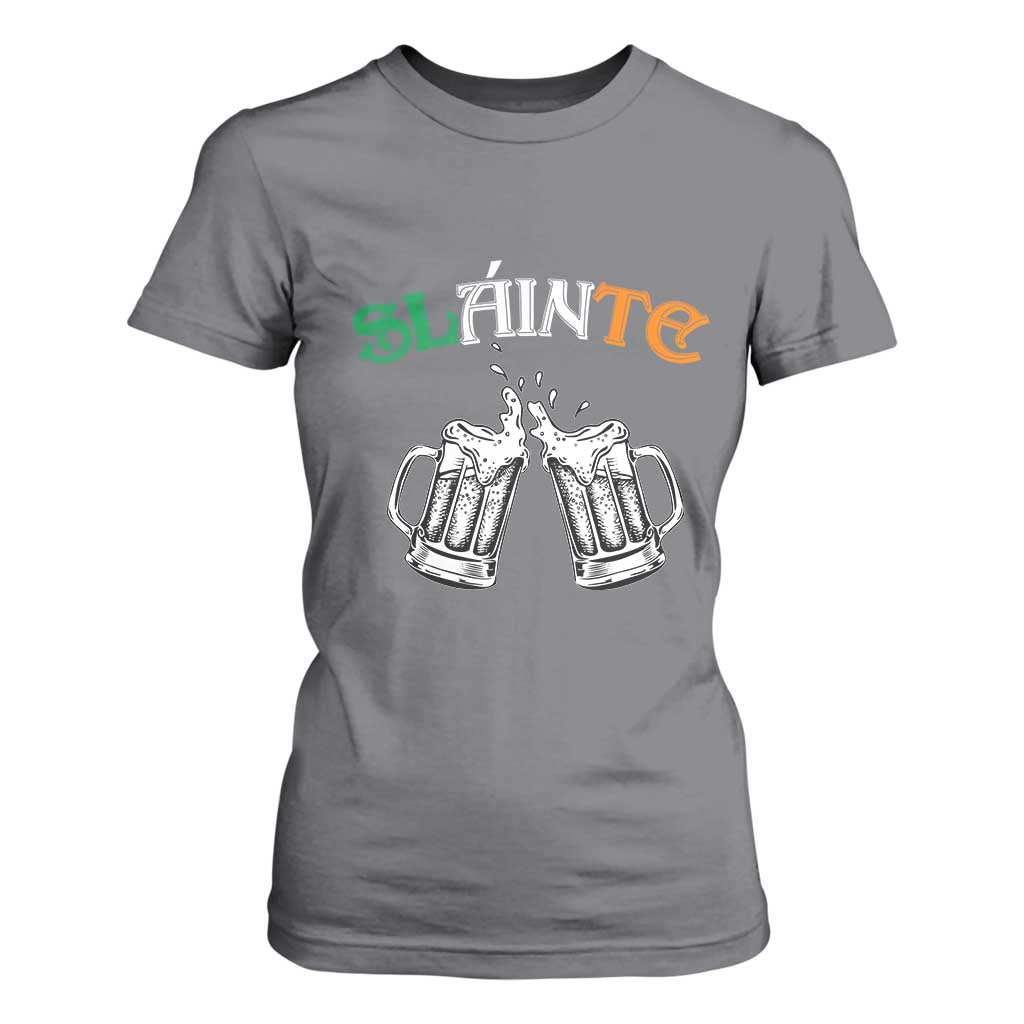 Funny St Patricks Day Drinking T Shirt For Women Slainte Irish Cheers TS02 Charcoal Print Your Wear