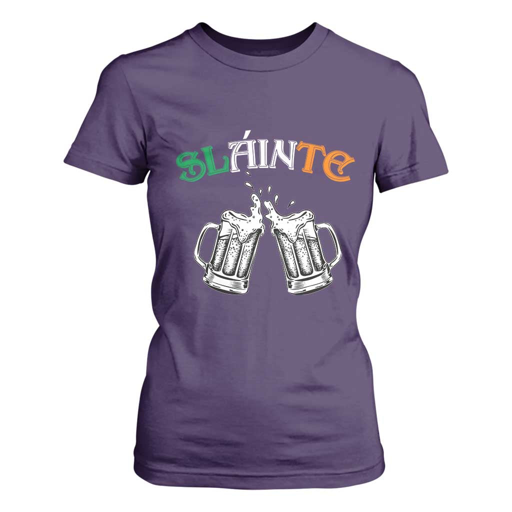 Funny St Patricks Day Drinking T Shirt For Women Slainte Irish Cheers TS02 Purple Print Your Wear