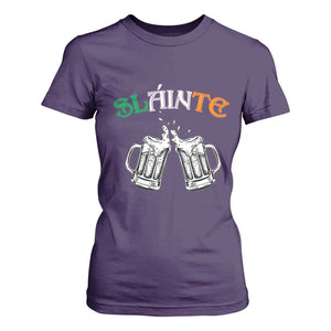 Funny St Patricks Day Drinking T Shirt For Women Slainte Irish Cheers TS02 Purple Print Your Wear