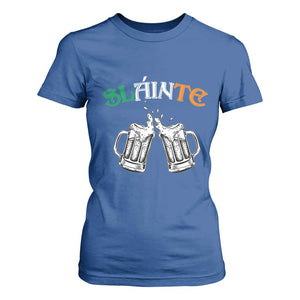 Funny St Patricks Day Drinking T Shirt For Women Slainte Irish Cheers TS02 Royal Blue Print Your Wear
