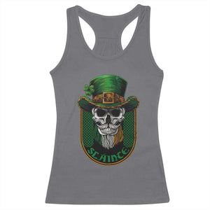 Irish Skull Racerback Tank Top Slainte Cheers Funny St. Patricks Day Drinking Lover TS02 Charcoal Print Your Wear