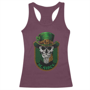 Irish Skull Racerback Tank Top Slainte Cheers Funny St. Patricks Day Drinking Lover TS02 Maroon Print Your Wear