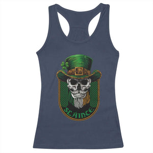 Irish Skull Racerback Tank Top Slainte Cheers Funny St. Patricks Day Drinking Lover TS02 Navy Print Your Wear