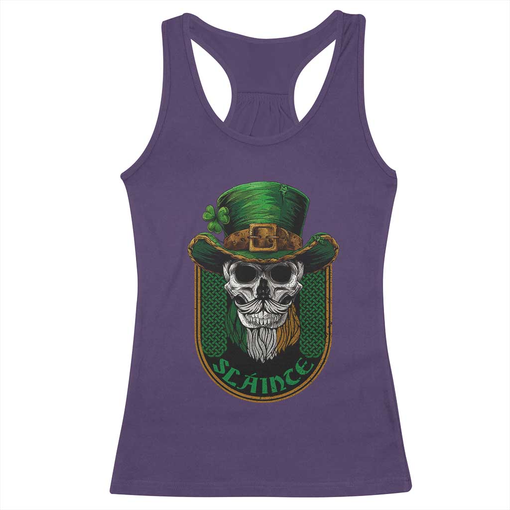 Irish Skull Racerback Tank Top Slainte Cheers Funny St. Patricks Day Drinking Lover TS02 Purple Print Your Wear