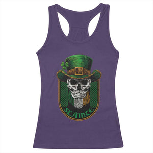 Irish Skull Racerback Tank Top Slainte Cheers Funny St. Patricks Day Drinking Lover TS02 Purple Print Your Wear