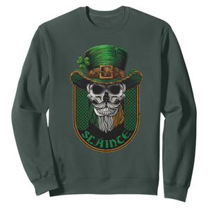 Irish Skull Sweatshirt Slainte Cheers Funny St. Patricks Day Drinking Lover TS02 Dark Forest Green Printyourwear