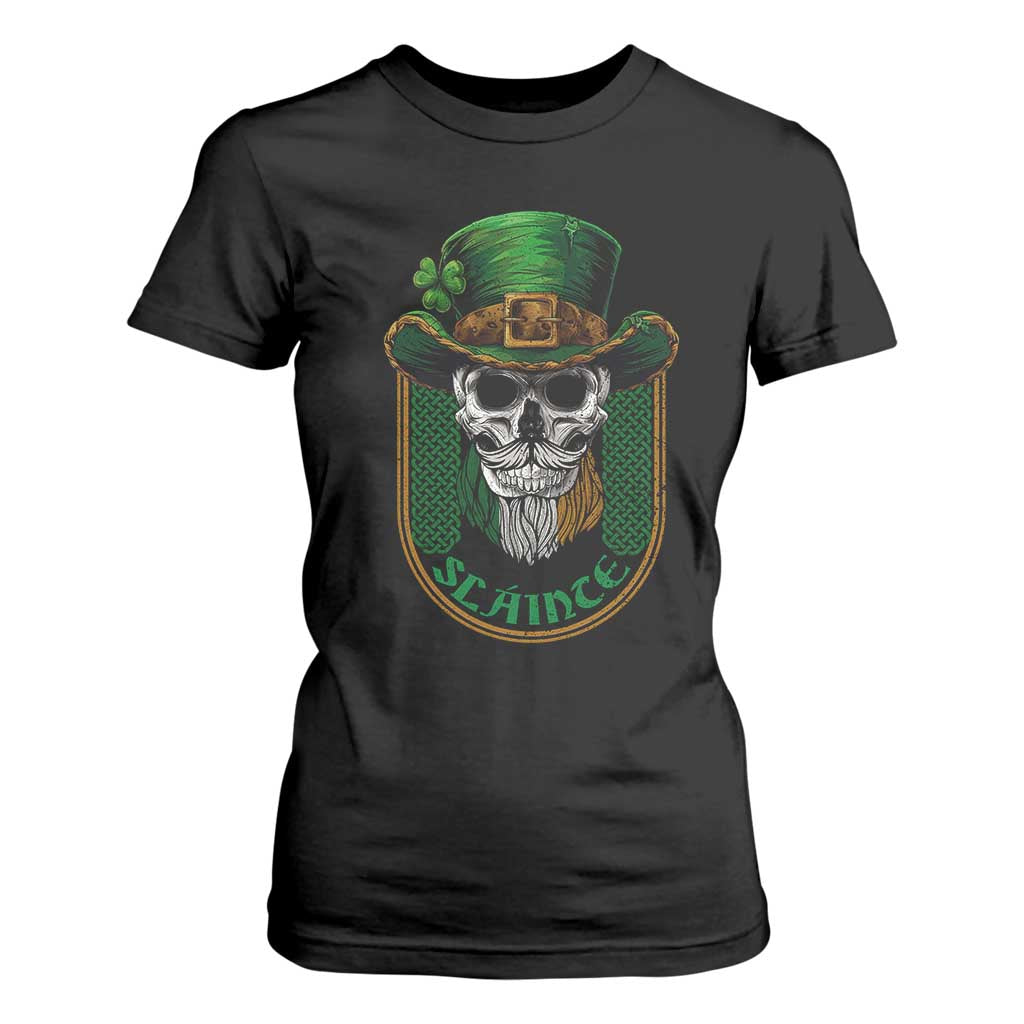 Irish Skull T Shirt For Women Slainte Cheers Funny St. Patricks Day Drinking Lover TS02 Black Print Your Wear
