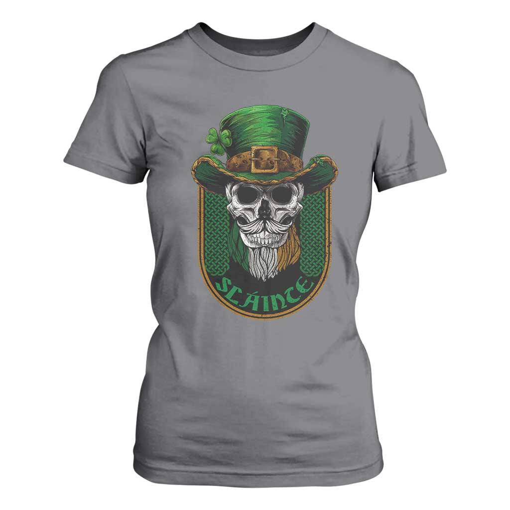 Irish Skull T Shirt For Women Slainte Cheers Funny St. Patricks Day Drinking Lover TS02 Charcoal Print Your Wear