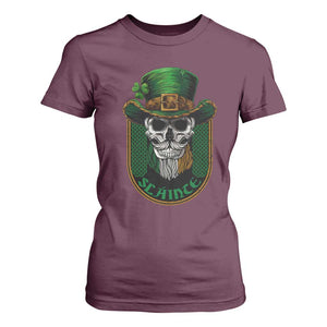 Irish Skull T Shirt For Women Slainte Cheers Funny St. Patricks Day Drinking Lover TS02 Maroon Print Your Wear