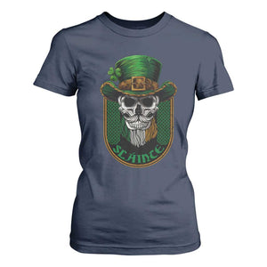 Irish Skull T Shirt For Women Slainte Cheers Funny St. Patricks Day Drinking Lover TS02 Navy Print Your Wear