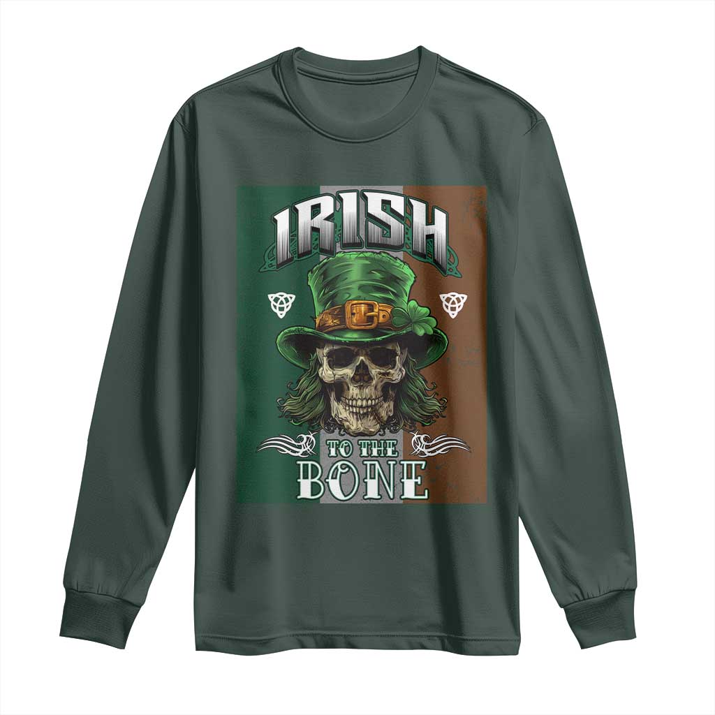 Irish Skull Long Sleeve Shirt Irish To The Born TS02 Dark Forest Green Print Your Wear