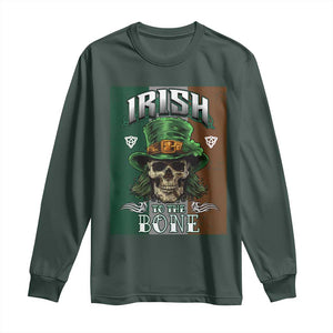 Irish Skull Long Sleeve Shirt Irish To The Born TS02 Dark Forest Green Print Your Wear