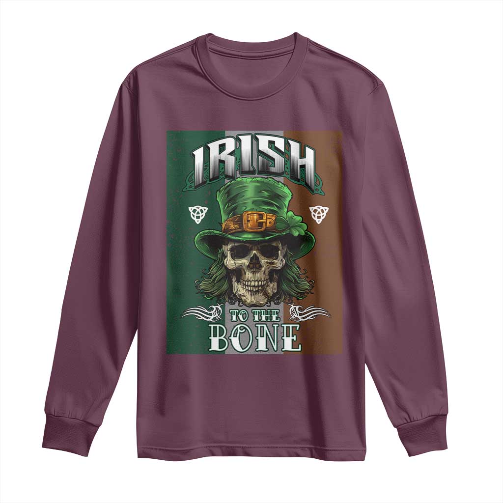 Irish Skull Long Sleeve Shirt Irish To The Born TS02 Maroon Print Your Wear