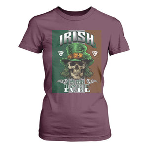 Irish Skull T Shirt For Women Irish To The Born TS02 Maroon Print Your Wear