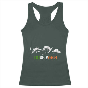 Funny St Patricks Day Drinking Racerback Tank Top Irish Yoga Drunk Poses TS02 Dark Forest Green Print Your Wear