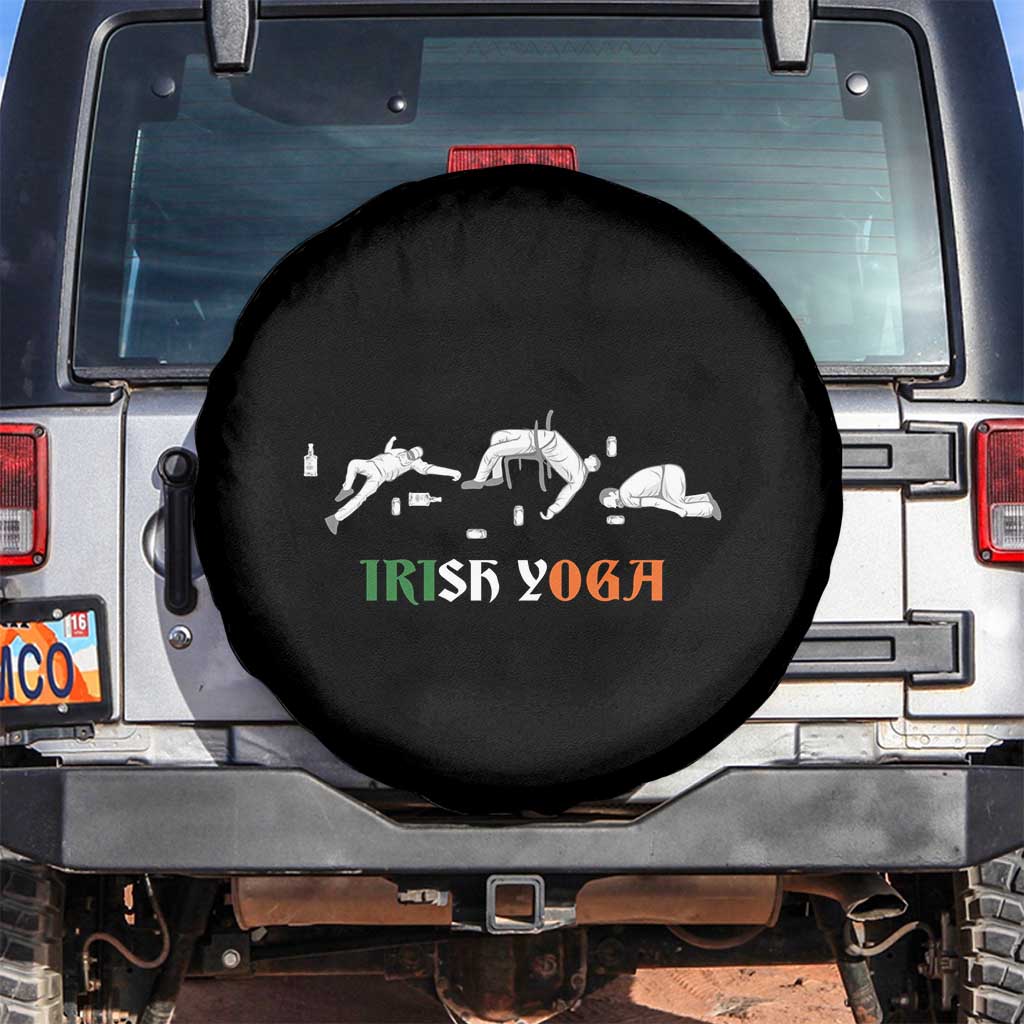 Funny St Patricks Day Drinking Spare Tire Cover Irish Yoga Drunk Poses TS02 No hole Black Print Your Wear
