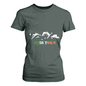 Funny St Patricks Day Drinking T Shirt For Women Irish Yoga Drunk Poses TS02 Dark Forest Green Print Your Wear
