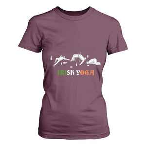 Funny St Patricks Day Drinking T Shirt For Women Irish Yoga Drunk Poses TS02 Maroon Print Your Wear