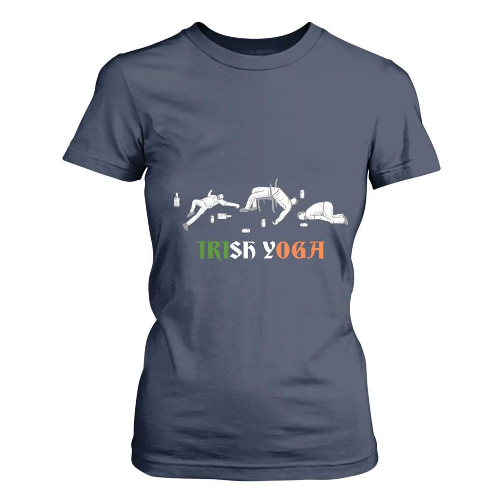 Funny St Patricks Day Drinking T Shirt For Women Irish Yoga Drunk Poses TS02 Navy Print Your Wear