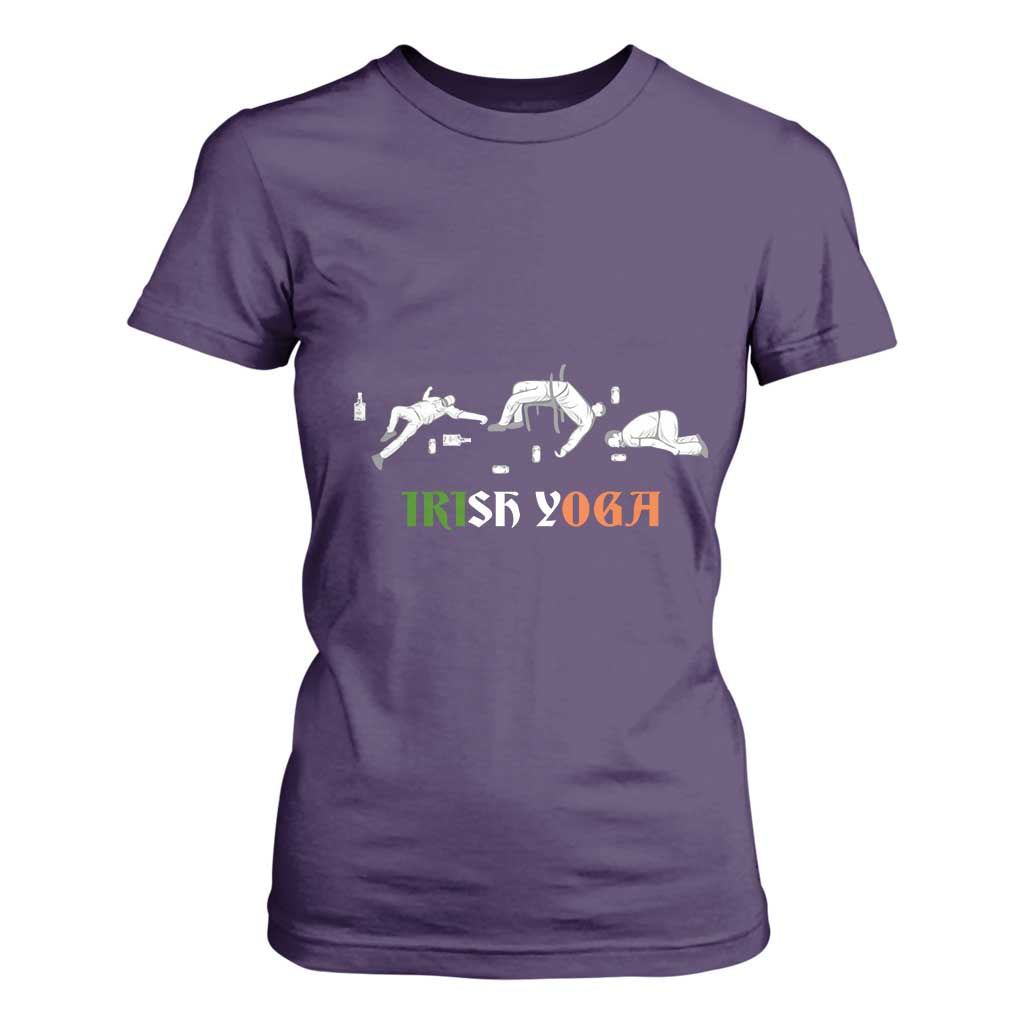 Funny St Patricks Day Drinking T Shirt For Women Irish Yoga Drunk Poses TS02 Purple Print Your Wear