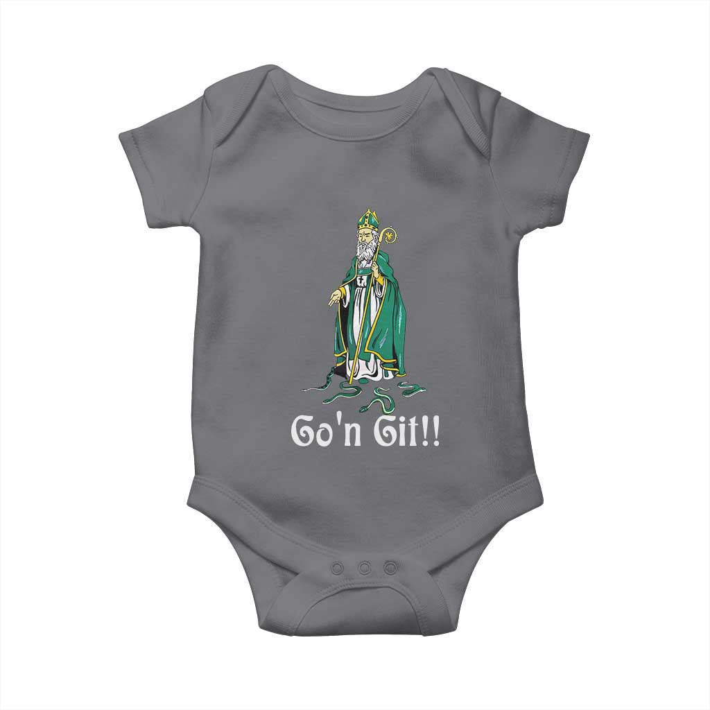 Funny St Patricks Day Baby Onesie Go'n Git Snakes TS02 Charcoal Print Your Wear