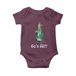 Funny St Patricks Day Baby Onesie Go'n Git Snakes TS02 Maroon Print Your Wear